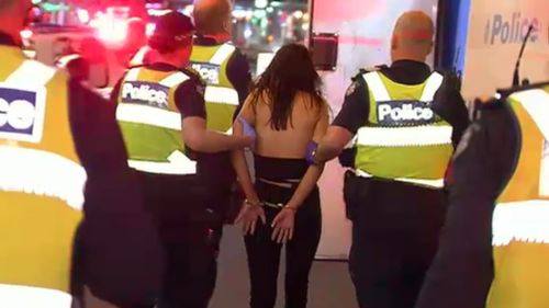 The trio of alleged offenders were arrested outside Flinders Street station. (9NEWS)