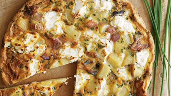 Bacon, potato & goats’ cheese frittata