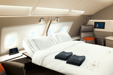 There is an option to convert some of Singapore Airlines' new first class suites into a double suite with a double bed.