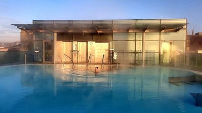 The rooftop pool at the Thermae spa in Bath