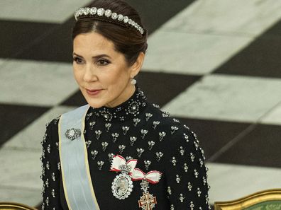 Danish King Frederik X, right, Queen Mary, left, and Egypt's President Abdel Fattah el-Sissi attend the royal couple's gala dinner at Christiansborg Palace in Copenhagen, Denmark, Friday, Dec. 6, 2024. 