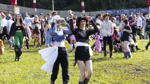 Festival-goers are seen during Splendour in the Grass 2022 at North Byron Parklands on July 23, 2022 in Byron Bay, Australia.