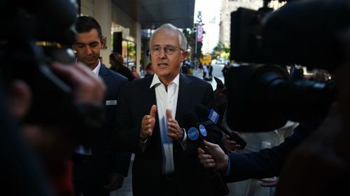 Prime minister Malcolm Turnbull addressing the media in Brisbane today. (AAP)