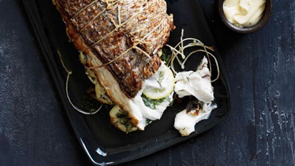 Barbecued snapper with dill and lemon