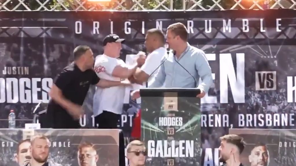 Justin Hodges sparks heated clash with Paul Gallen at fight night press conference