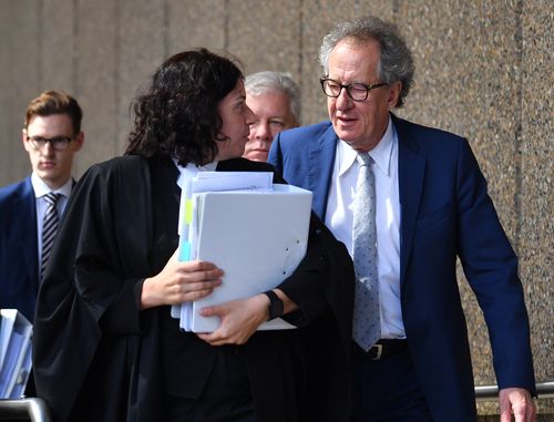 Geoffrey Rush dabbed away tears at court today, as he described imagining his daughter had died to act out a scene in King Lear.