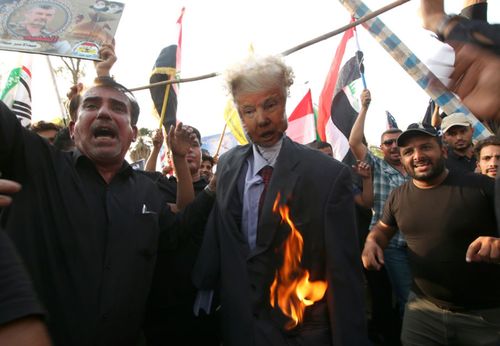 Iranian supporters burn an effigy of US President Donald Trump. The Islamic state has been named the major state sponsor of terrorism by the US.