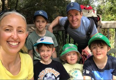 Rebecca with her husband and four sons