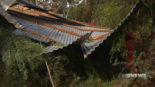 Winds reached 105km/h in the Adelaide Hills.