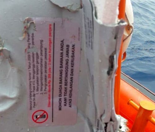 Recovered debris from Lion Air flight JT610 that crashed into the sea shortly after take-off.