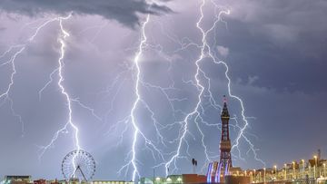 Overall Weather Photographer of the Year 2018: ‘Electric Blackpool’. Multiple lightning strikes captured over Blackpool in North West England.