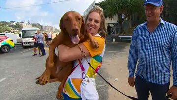 Emily Seebohm and her dog Max. (9NEWS)