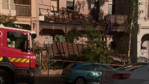 The balcony collapsed from the second floor of a home in Carlton. (9NEWS)