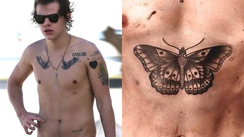 Harry Styles gets huge 'transgender' butterfly tattoo as 1D blasted for promoting tatts to kids