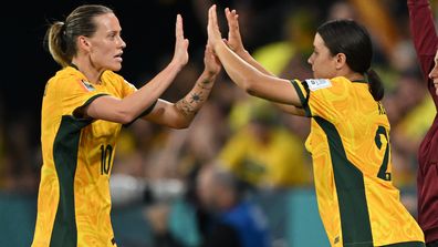 Sam Kerr comes into the game in the 54th minute.