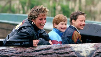 Diana, Princess Of Wales, Prince William And Prince Harry Visit 'Thorpe Park' Amusement Park. 