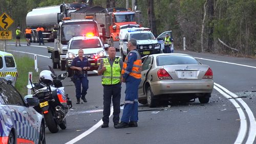 Wreckage was left across the road which was shut in both directions. (9NEWS)