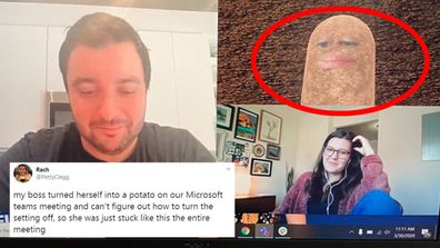 A boss turned herself into a potato while working from home on a video chat.