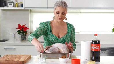 9Honey's Jane de Graaff prepares the Coca-Cola glazed turkey hack