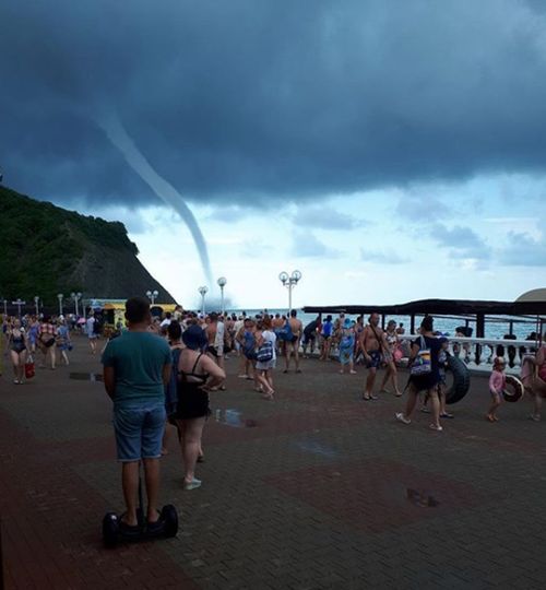 "Fair weather" waterspouts are whirling columns of air and water that tend to remain in one spot, unlike "tornadic" waterspouts. Picture: Instagram/kirdeevaolga