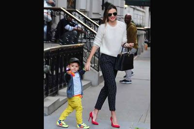 Miranda wins the award for most chic mum-on-the-go.