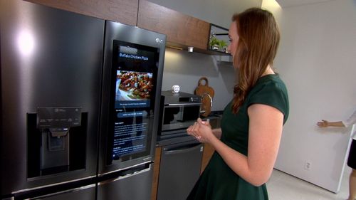 The smart fridge can offer recipe suggestions and order groceries.