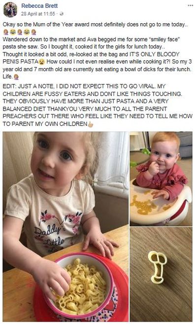 Mother accidently cooks penis-shaped pasta for her kids - 9Honey