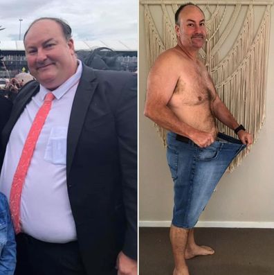 Man's before and after weight loss