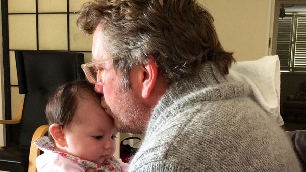 Daddy's home: Russell Bacon felt nervous about becoming a father again, after his three adult children had left home. Image: supplied