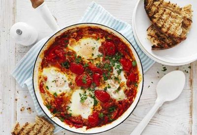 <a href="http://kitchen.nine.com.au/2016/05/04/15/37/shakshouka-eggs-with-tomatoes-and-capsicum" target="_top">Shakshouka eggs with tomatoes and capsicum</a><br />
<br />
<a href="http://kitchen.nine.com.au/2016/11/17/07/18/five-worldly-breakfasts-that-arent-cereal" target="_top">More breakfast recipes from around the world</a>