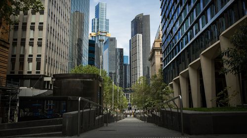 A quiet Market Street in Melbourne.