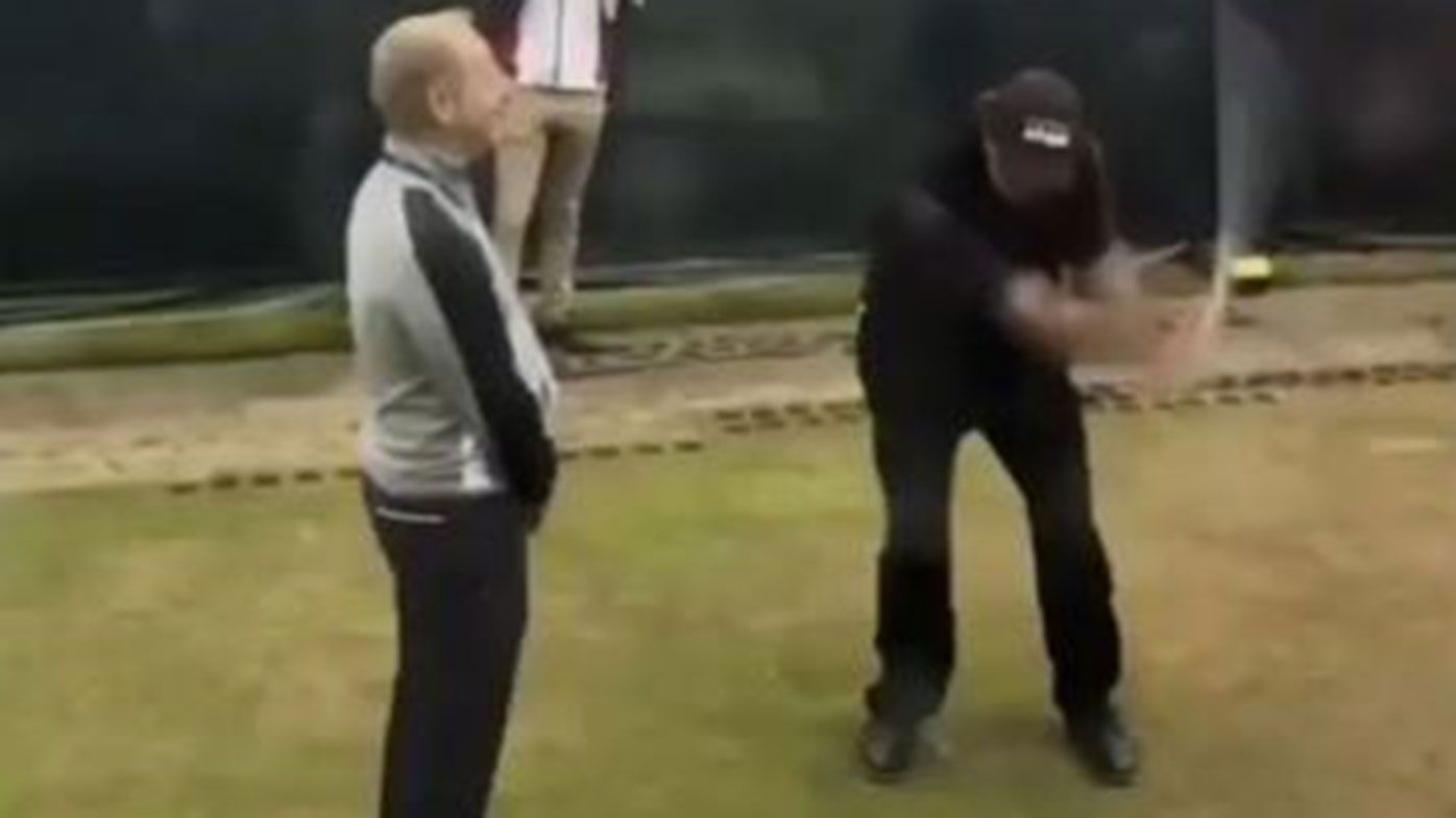Phil Mickelson plays one of his famous trick shots