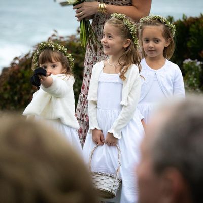 <p>Flower girls and daughters of the bride's twin sister Jenna Bush Hager, Poppy, 3, and Margaret, 5, are pictured with the groom, Craig Coyne's niece&nbsp;Emma, 5.</p>
<p>&nbsp;</p>
