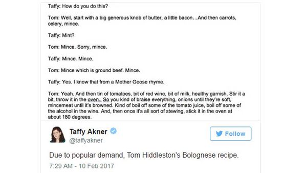 Tom Hiddleston's Bolognese