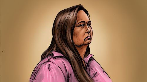 A courtroom sketch of Erin Patterson.