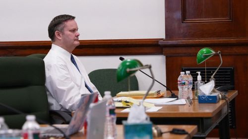 Chad Daybell listens to a motion to move his trial during a court hearing in St. Anthony, Idaho.