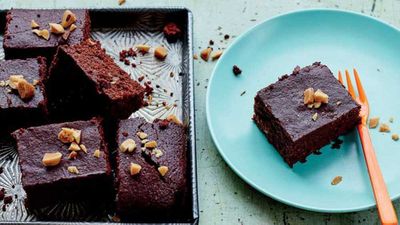 Recipe: <a href="http://kitchen.nine.com.au/2017/03/06/17/14/comforting-dark-chocolate-brazel-nut-brownies" target="_top">Comforting dark chocolate brownie</a>