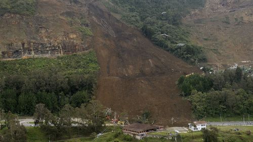 Colombian landslide that affected the Medellin-Bogota highway. 