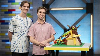 Henry and Joss LEGO Masters 2022 Blown Away Challenge Moving Caterpillar