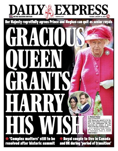 Daily Express UK front pages Prince Harry Meghan Markle royal exit