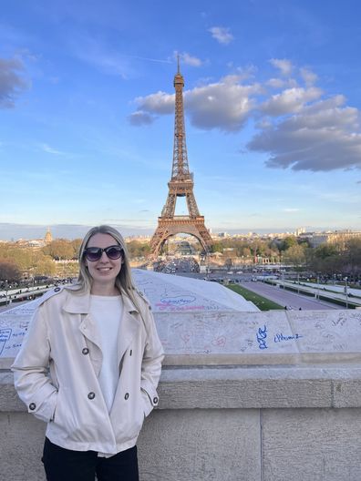 Teagan Devitt poses in Paris, one of the most popular destinations in Europe.