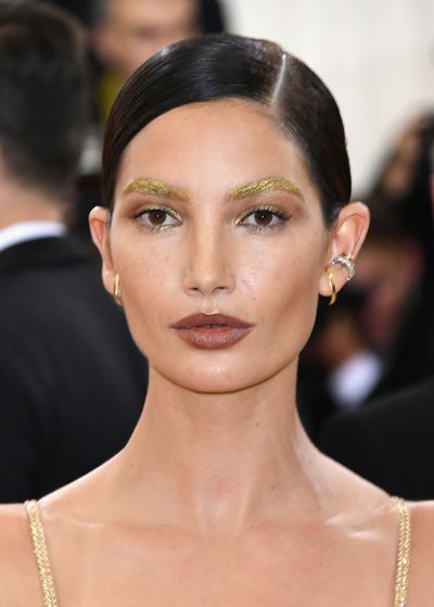 Lily Aldridge's statement glitter brows made for an otherworldly beauty statement.