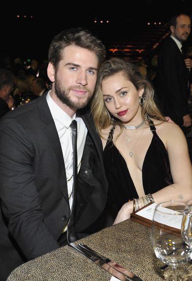 Liam Hemsworth, Miley Cyrus, event, hugging, gala