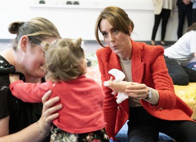 The Princess of Wales will join a family portage session at the Orchards Centre,Multi Agency Service Hub in Sittingbourne, Kent to highlight the importance of supporting children with special educational needs and disabilities and their families. The session will be run by the Kent Portage Team. Pic Shows HRH with 1 yr old Skylar with Portage Practitioner Beanie