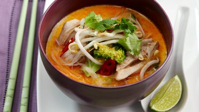 Recipe: <a href="http://kitchen.nine.com.au/2016/05/17/11/41/spicy-coconut-chicken-soup" target="_top">Spicy coconut chicken soup</a>