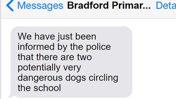 A text message sent to parents warned of the serious threat of dog attacks.