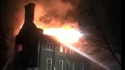 Fire destroyed the popular Aeronaut pub on New Year's Day. (London Fire Brigade)