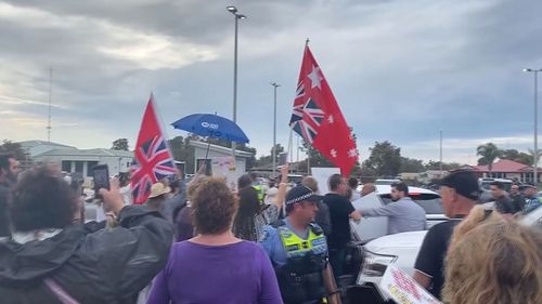 The premier was mobbed by protesters outside a town hall meeting in Eaton, south of Perth.