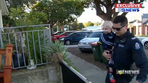 Police officers brought the boy home after the two-hour ordeal. Picture: 9NEWS