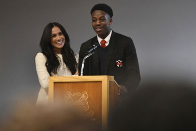 Cheeky schoolboy's comment leaves Meghan in stiches 